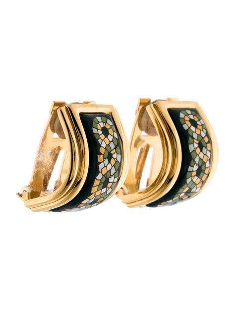 vintage hermes enamel earrings|vintage Hermes earrings.